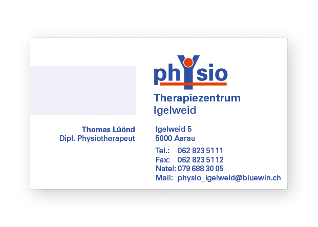 Physiotherapiezentrum Igelweid – Visitenkarten